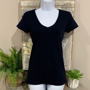 BANANA REPUBLIC Navy Blue Cotton V-Neck Tee S